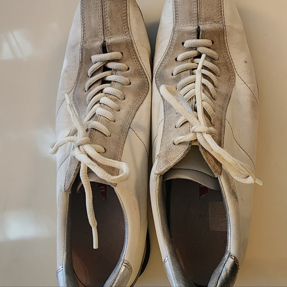 Prada Sneakers White/Silver Leather Bowling style Women Size 38.5 - Picture 2 of 8